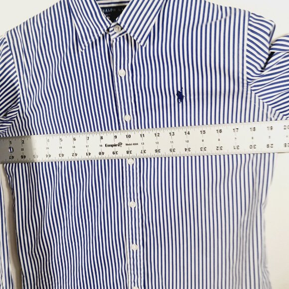 Ralph Lauren Slim Fit Navy & White Pin Stripe Shirt, Cotton , Size 10, Preppy - Picture 12 of 16